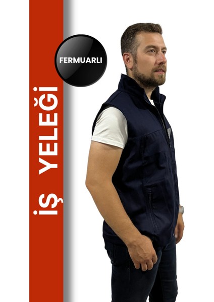 Yazlık Iş Yeleği 16/12 Gabardin - 3 Cepli, Fermuarlı, Çizgi Reflektörlü, %100 Pamuk Kumaş modelleri