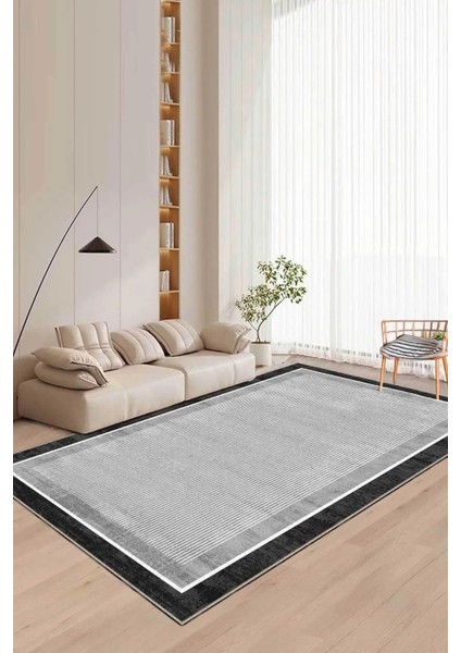Dijital Yıkanabilir Kaymaz Gri Antrasit Salon Halısı Mutfak Halısı Yolluk Balkon Halısı DC-7260