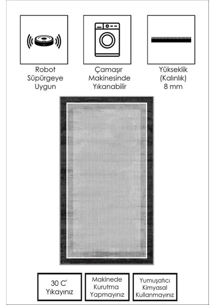 Dijital Yıkanabilir Kaymaz Gri Antrasit Salon Halısı Mutfak Halısı Yolluk Balkon Halısı DC-7260 fiyatları