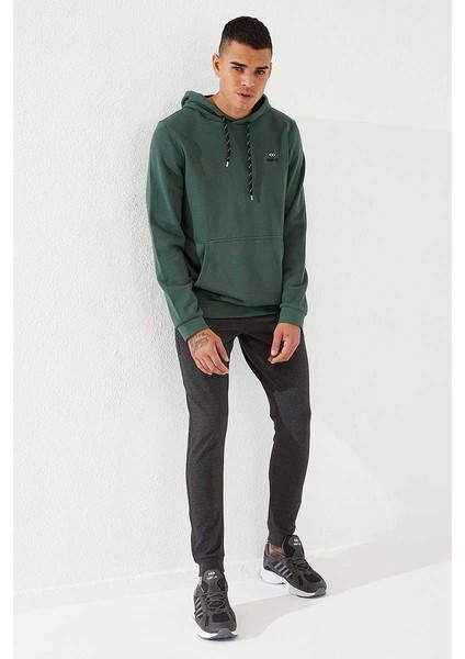 Yeşil Kanguru Cep Standart Kalıp Kapüşonlu Erkek Sweatshirt - 87872 fiyatları