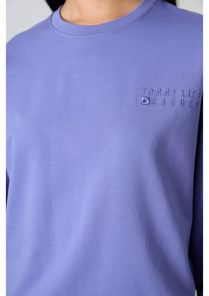 Eflatun O Yaka Oversize Lastik Paça Kadın Eşofman Takım - 95287 modelleri