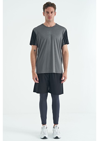 Antrasit Arka Bilek Baskı Detaylı Yüksek Bel Slim Fit Aktif Spor Erkek Tayt - 84988 modelleri