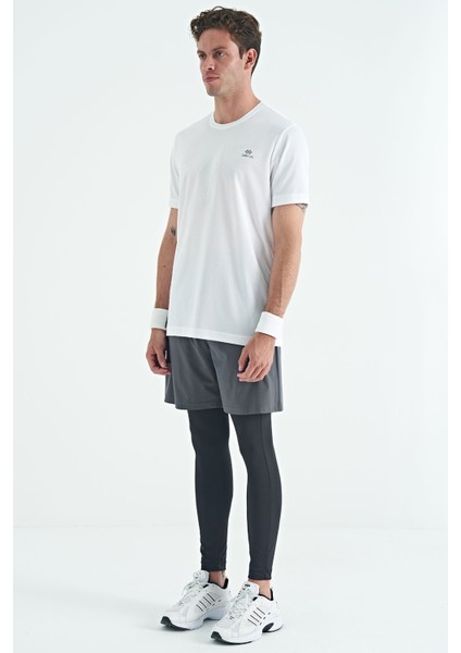 Siyah Arka Bilek Baskı Detaylı Yüksek Bel Slim Fit Aktif Spor Erkek Tayt - 84988 indirimleri