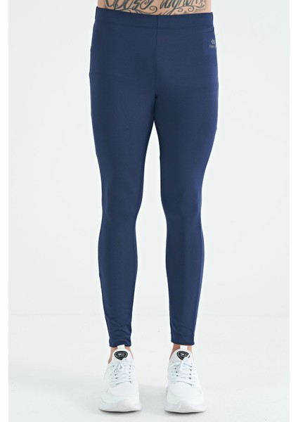 İndigo Arka Bilek Baskı Detaylı Yüksek Bel Slim Fit Aktif Spor Erkek Tayt - 84988 fiyatları