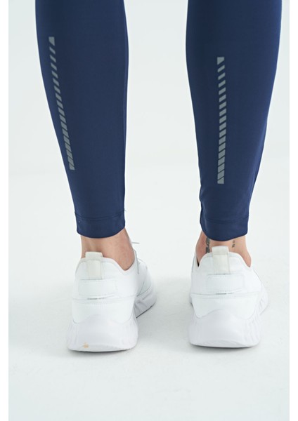 İndigo Arka Bilek Baskı Detaylı Yüksek Bel Slim Fit Aktif Spor Erkek Tayt - 84988 modelleri