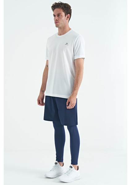 İndigo Arka Bilek Baskı Detaylı Yüksek Bel Slim Fit Aktif Spor Erkek Tayt - 84988 fırsatları