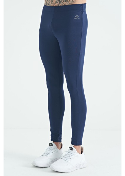 İndigo Arka Bilek Baskı Detaylı Yüksek Bel Slim Fit Aktif Spor Erkek Tayt - 84988 indirimleri