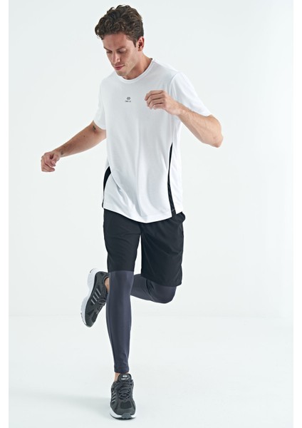 Antrasit Logo Baskılı Yüksek Bel Slim Fit Aktif Spor Erkek Tayt - 84989