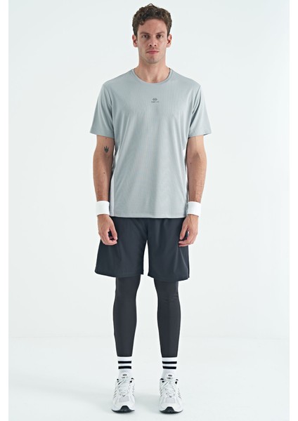 Siyah Logo Baskılı Yüksek Bel Slim Fit Aktif Spor Erkek Tayt - 84989 modelleri