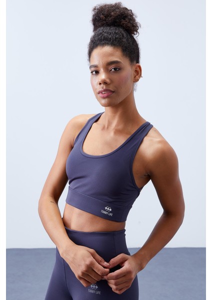 Antrasit Yüksek Bel Toparlayıcı Çapraz Sırt Detaylı Slim Fit Kadın Tayt Takım - 95283 fiyatları