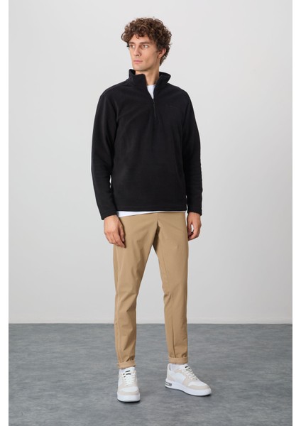 River Siyah Dik Yaka Erkek Polar Sweatshirt - 88310 fiyatları