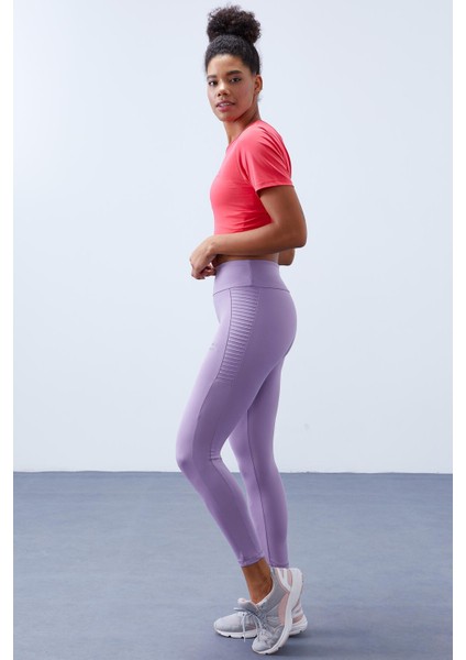 Eflatun Yüksek Bel Toparlayıcı Slim Fit Dar Paça Kadın Tayt - 94568 indirimleri