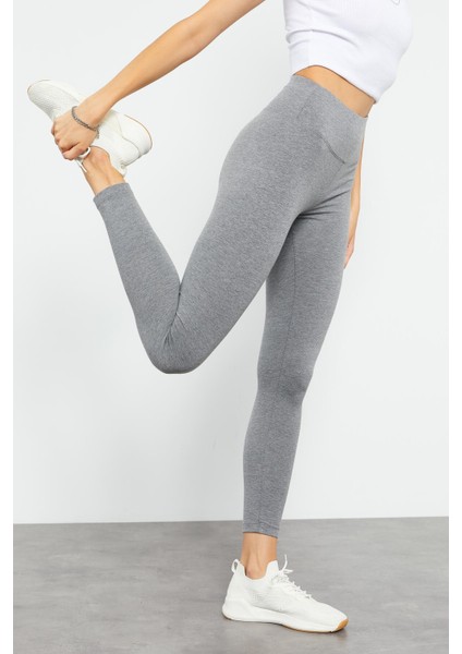 Grı Mlnj Yüksek Bel Toparlayıcı Slim Fit Dar Paça Kadın Tayt - 94011 fırsatları