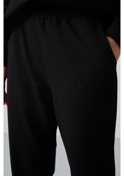 Siyah O Yaka Oversize Lastik Paça Kadın Eşofman Takım - 95287 fırsatları