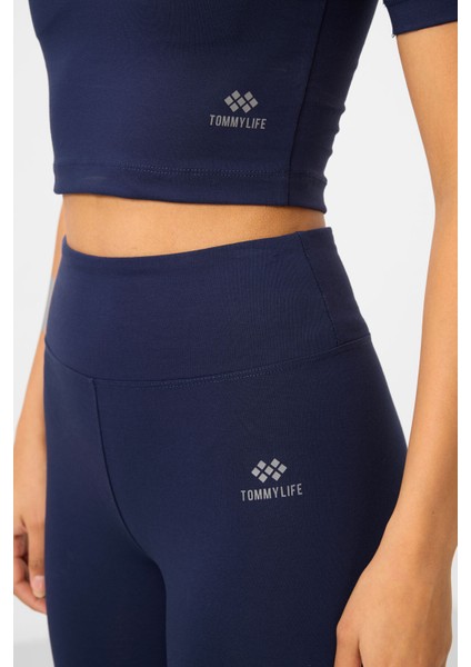 İndigo Yüksek Bel Kapri-Crop T-Shirt Slim Fit Kadın Tayt Takım - 95285 fiyatları