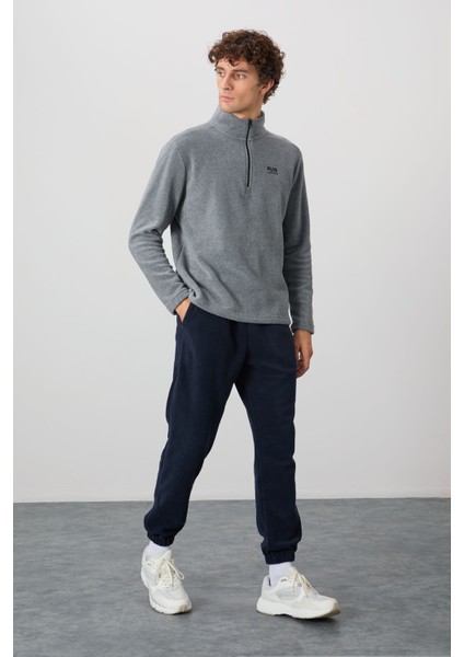 River Gri Melanj Dik Yaka Erkek Polar Sweatshirt - 88310 fiyatları