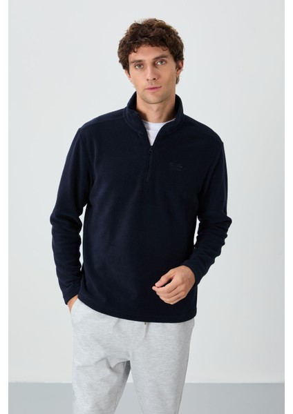 River Lacivert Dik Yaka Erkek Polar Sweatshirt - 88310