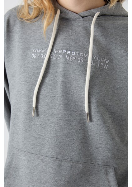 Gri Melanj Kapüşonlu Kanguru Cep Oversize Lastik Paça Kadın Eşofman Takımı - 95288 fırsatları