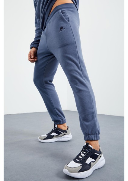 Petrol Yarım Fermuar Dik Yaka Lastik Paça Polar Erkek Eşofman Takımı - 85159 indirimleri