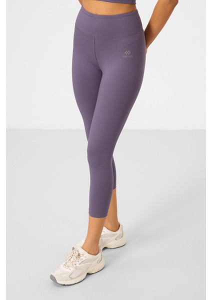 Eflatun Yüksek Bel Kapri-Crop T-Shirt Slim Fit Kadın Tayt Takım - 95285 fırsatları