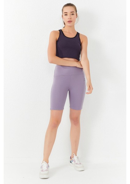Mor Basic Sıfır Kol Dar Kalıp U Yaka Kadın Crop Top Atlet - 97162 fiyatları