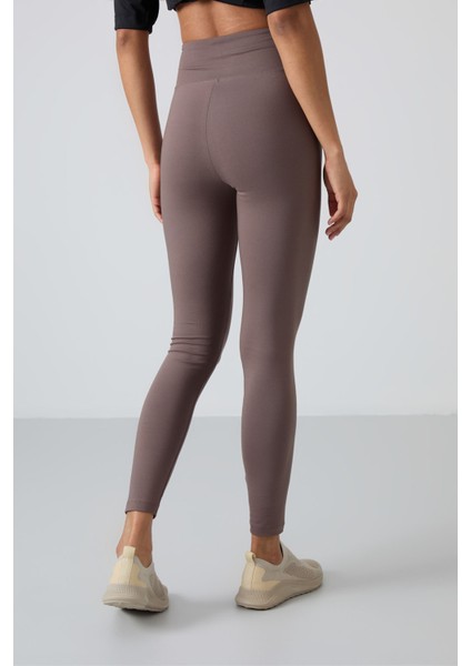 Kahverengi Yüksek Bel Toparlayıcı Slim Fit Dar Paça Kadın Tayt - 94011 indirimleri