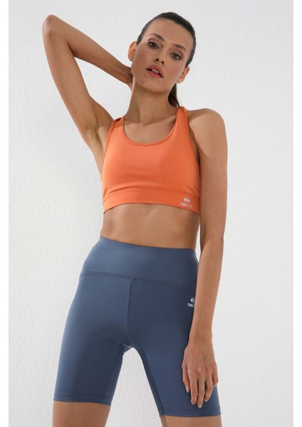 Petrol Yüksek Bel Toparlayıcı Kısa Biker Kadın Tayt - 91007 modelleri