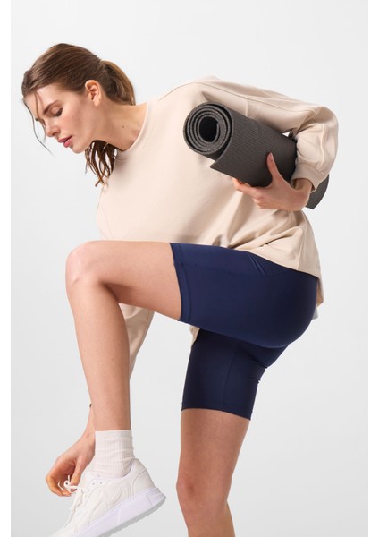 İndigo Yüksek Bel Toparlayıcı Kısa Biker Kadın Tayt - 91007