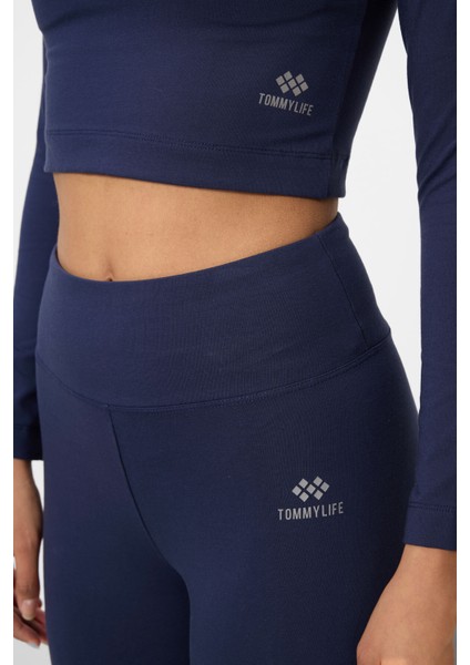 İndigo Yüksek Bel Uzun Kollu Slim Fit Crop Top Kadın Tayt Takım - 95286 fiyatları