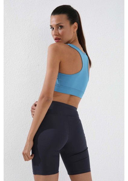 Antrasit Yüksek Bel Toparlayıcı Kısa Biker Kadın Tayt - 91007 indirimleri