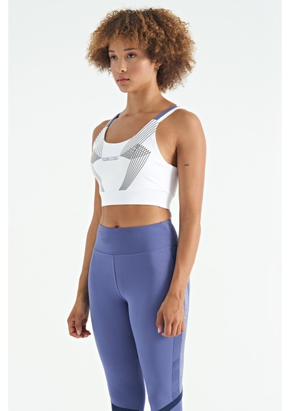 Beyaz Baskılı Sırt Çapraz Detaylı Dalgıç Kumaş Dar Kalıp Kadın Büstiyer - 97273 fırsatları