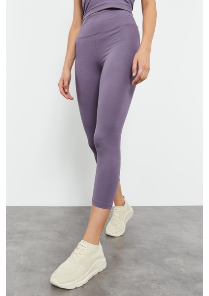Eflatun Yüksek Bel Kapri-Crop Atlet Slim Fit Kadın Tayt Takım - 95284 fiyatları