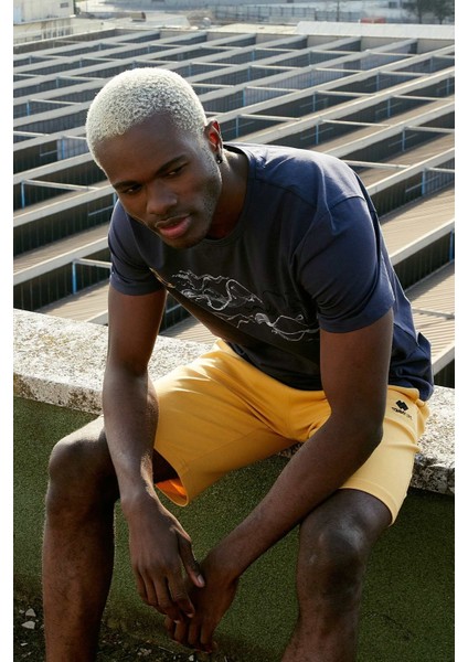 Hardal Tek Fermuar Cep Detaylı Bağcıklı Standart Kalıp Erkek Şort - 81202