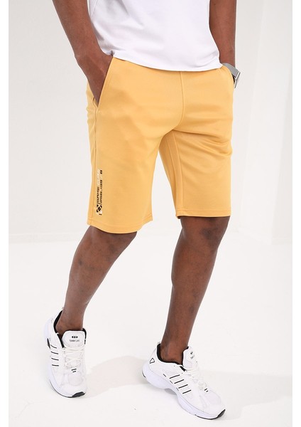 Hardal Tek Fermuar Cep Detaylı Bağcıklı Standart Kalıp Erkek Şort - 81202 fiyatları