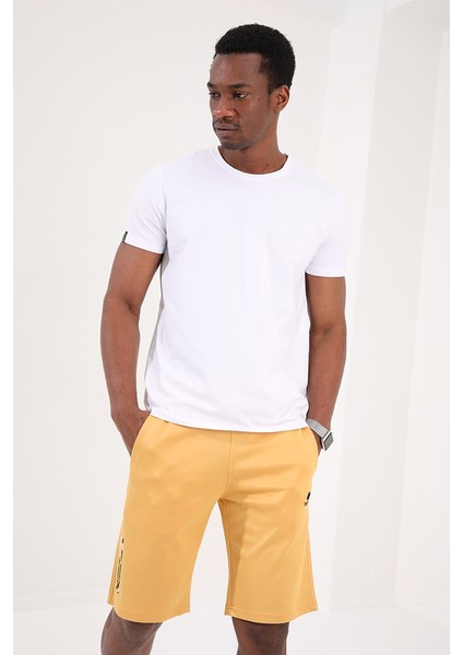 Hardal Tek Fermuar Cep Detaylı Bağcıklı Standart Kalıp Erkek Şort - 81202 fırsatları