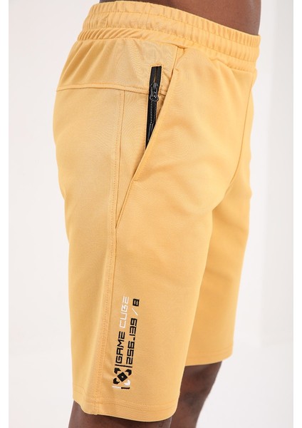 Hardal Tek Fermuar Cep Detaylı Bağcıklı Standart Kalıp Erkek Şort - 81202 indirimleri