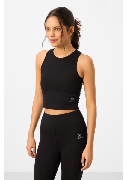 Siyah Yüksek Bel Kapri-Crop Atlet Slim Fit Kadın Tayt Takım - 95284 fiyatları