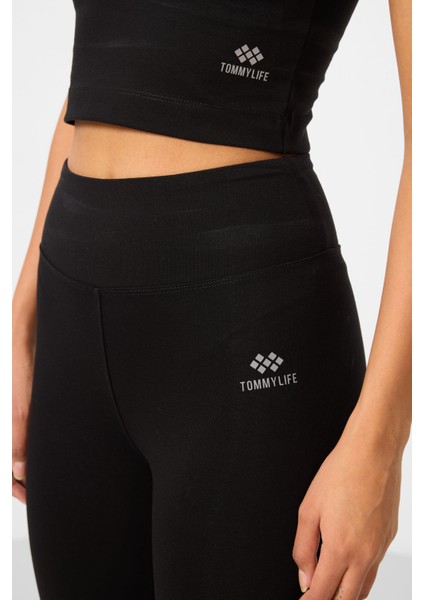 Siyah Yüksek Bel Kapri-Crop Atlet Slim Fit Kadın Tayt Takım - 95284 indirimleri