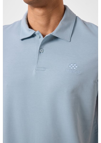 Buz Mavi Standart Kalıp Basic Polo Yaka Erkek T-Shirt - 87748 modelleri