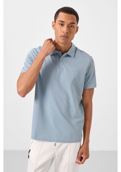 Buz Mavi Standart Kalıp Basic Polo Yaka Erkek T-Shirt - 87748 fırsatları
