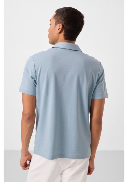 Buz Mavi Standart Kalıp Basic Polo Yaka Erkek T-Shirt - 87748 indirimleri
