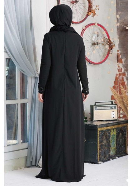 Neva Style - Dantelli Siyah Tesettür Abiye Elbise 20803S fiyatları
