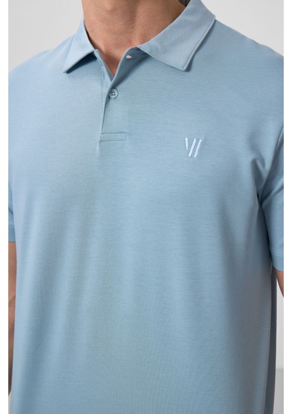 Buz Mavi Standart Kalıp Basic Polo Yaka Erkek T-Shirt - 87768 modelleri