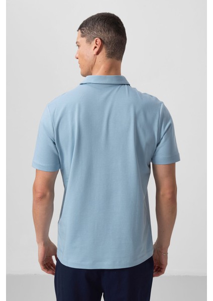 Buz Mavi Standart Kalıp Basic Polo Yaka Erkek T-Shirt - 87768 indirimleri