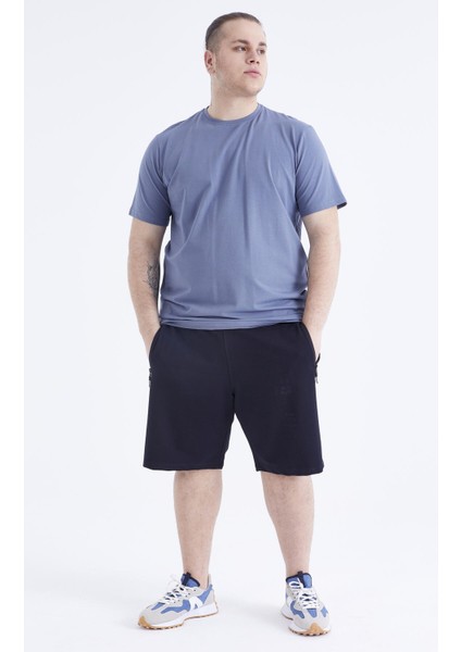 Petrol Basic Kısa Kol O Yaka Büyük Beden Erkek T-Shirt - 88072 fiyatları