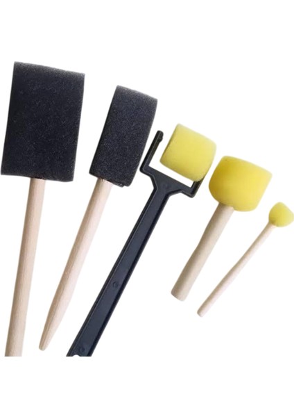 2'li Ponpon Tampon Fırça + 1'li Rulo Fırça + 2'li Kesik Uçlu Fırça