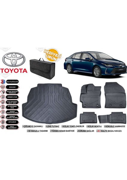 Toyota Corolla 2020 Model Bagaj Havuzu+4d Araca Özel Havuzlu Paspas Takımıı Rice