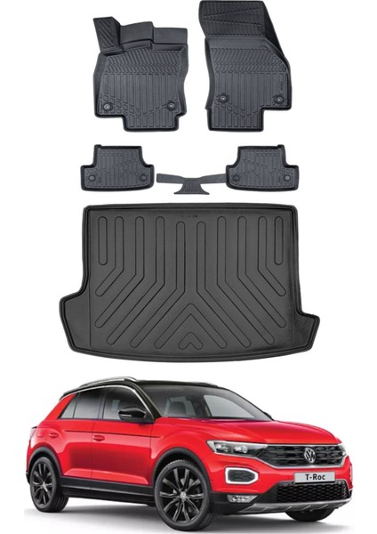 Volkswagen T-Roc 2020 Model Üst Bagaj Havuzu Araca Özel Siyah Paspas Takımı