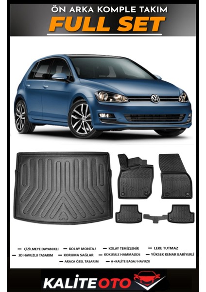 Volkswagen Golf 7 Bagaj Havuzu+4.5d Havuzlu Paspas Seti 2020 Model