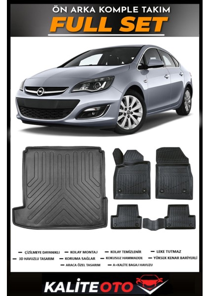 Opel Astra J Sedan 1,4 Bagaj Havuzu+4.5d Havuzlu Paspas Seti 2021 Model